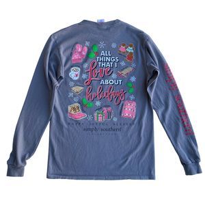 Simply Southern Womens Top S Gray Long Sleeve Things That I Love About Holidays